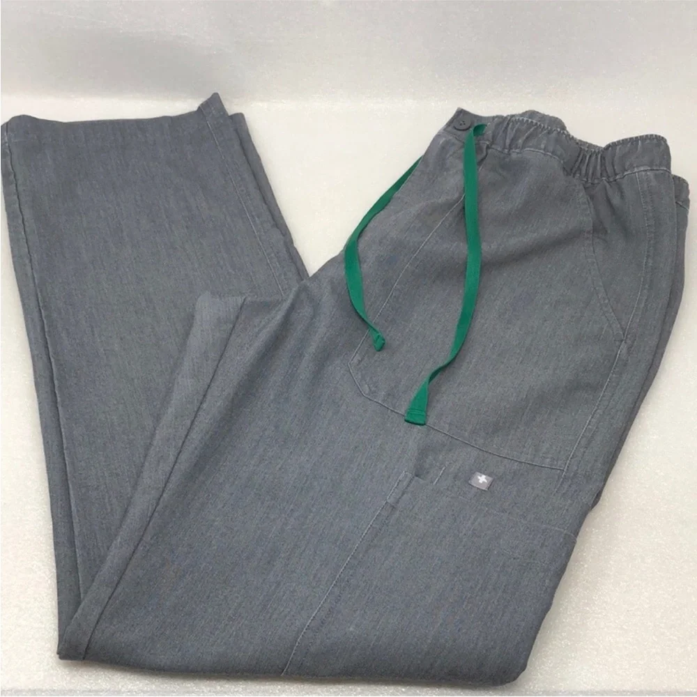 Figs Scrub Pants Gray Technical Collection Cargo Green Drawstring Men’s Size M